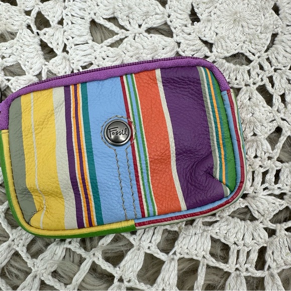 Fossil Colorful Stripe Keychain Wallet Boho Western - Picture 2 of 5